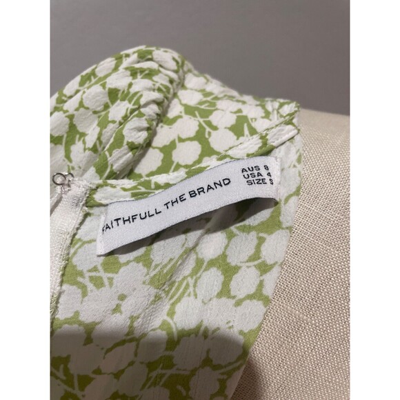 Faithful the Brand Puff Sleeve Mini Dress size S Scoop Neck Pistachio White - Picture 11 of 14